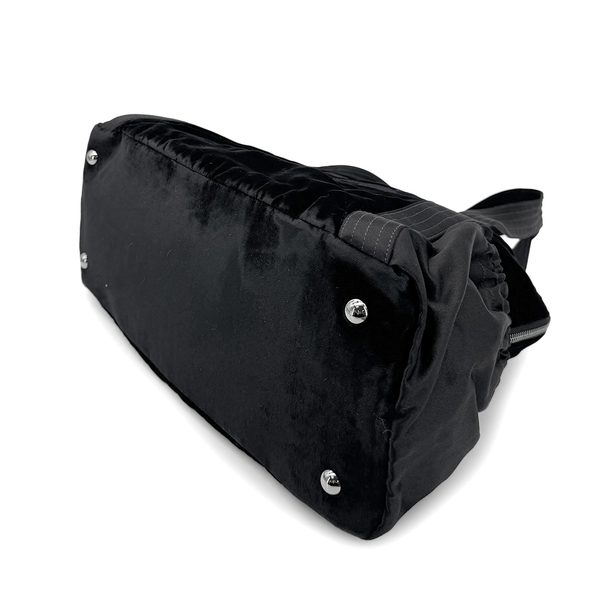 CHANEL VINTAGE BOSTON BAG BLACK VELOR NYLON 90269177