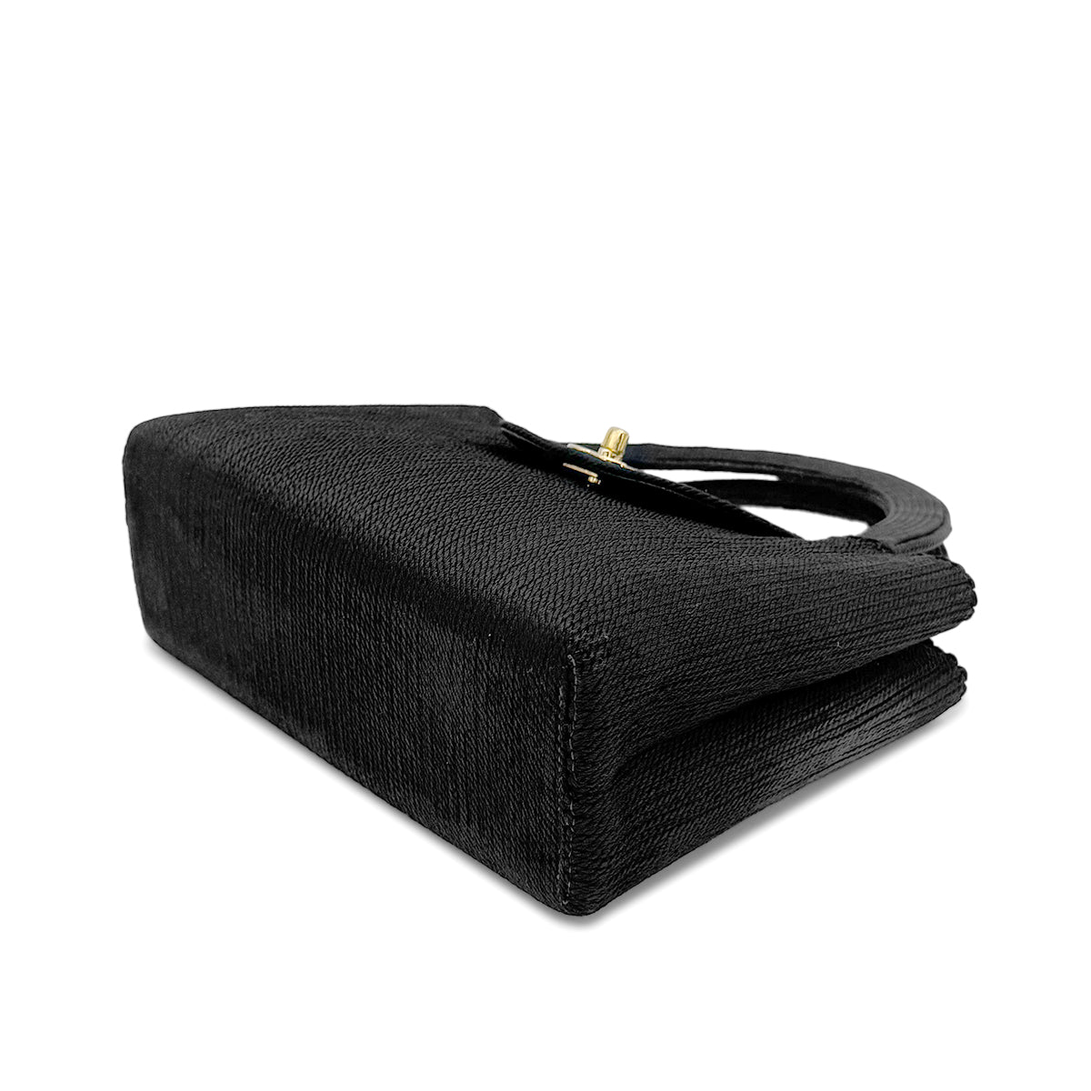 CHANEL VINTAGE TURN LOCK HAND BAG FABRIC BLACK 90269178