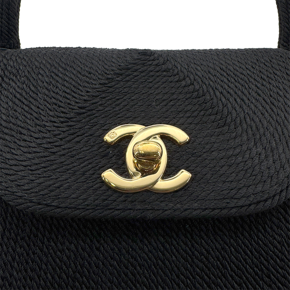 CHANEL VINTAGE TURN LOCK HAND BAG FABRIC BLACK 90269178