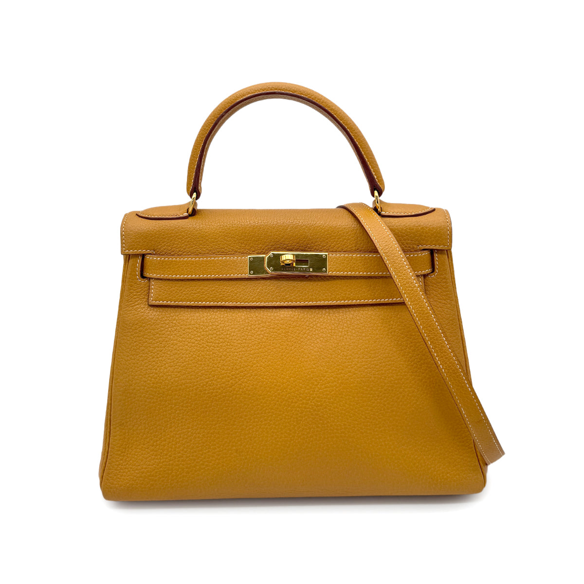 HERMES KELLY 28 RETOURNE NATURAL FJORD HAND SHOULDER BAG □C GHW 90269179