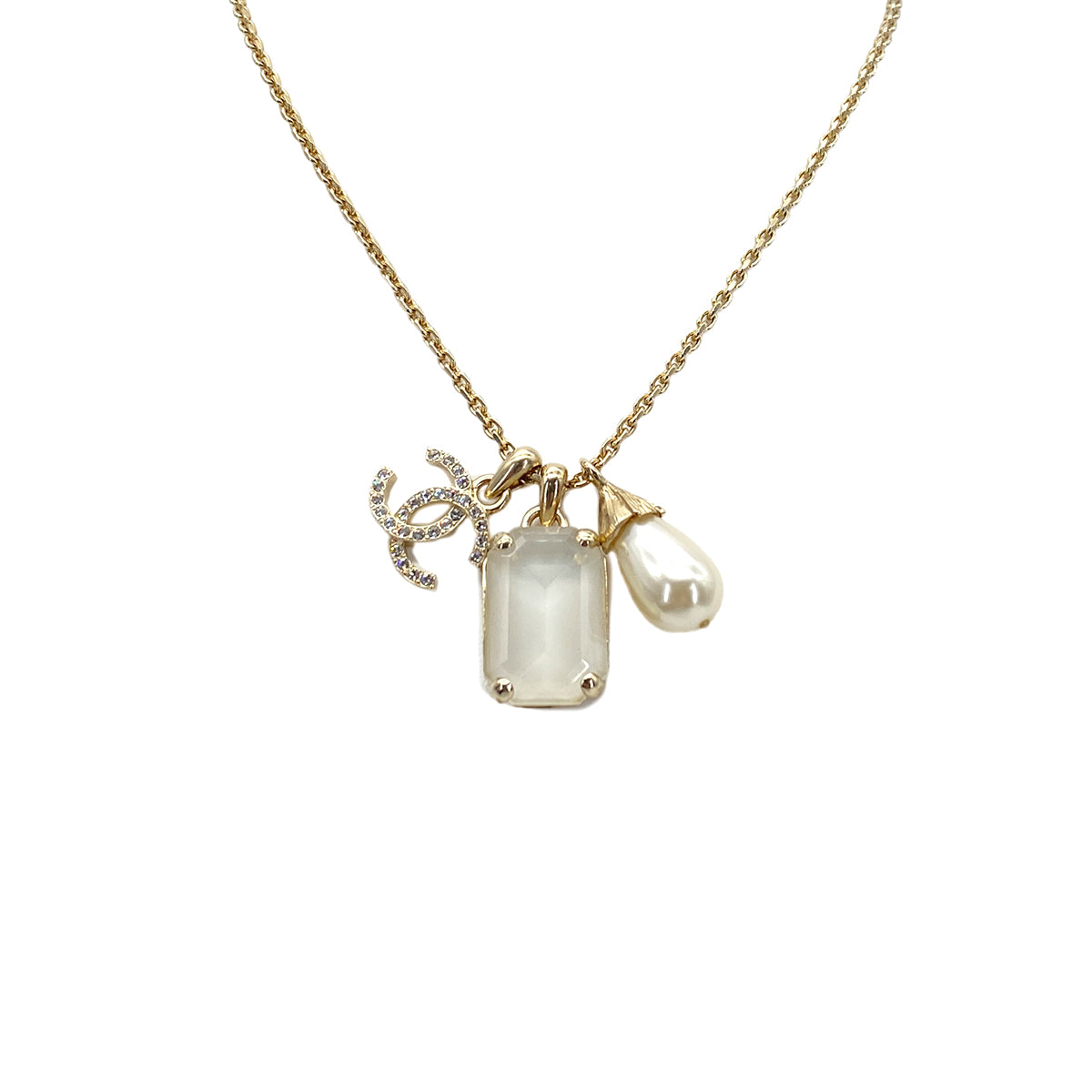 CHANEL NECKLACE COCOMARK RHINESTONE FAUX PEARL ACCESSORY L21S 90269243