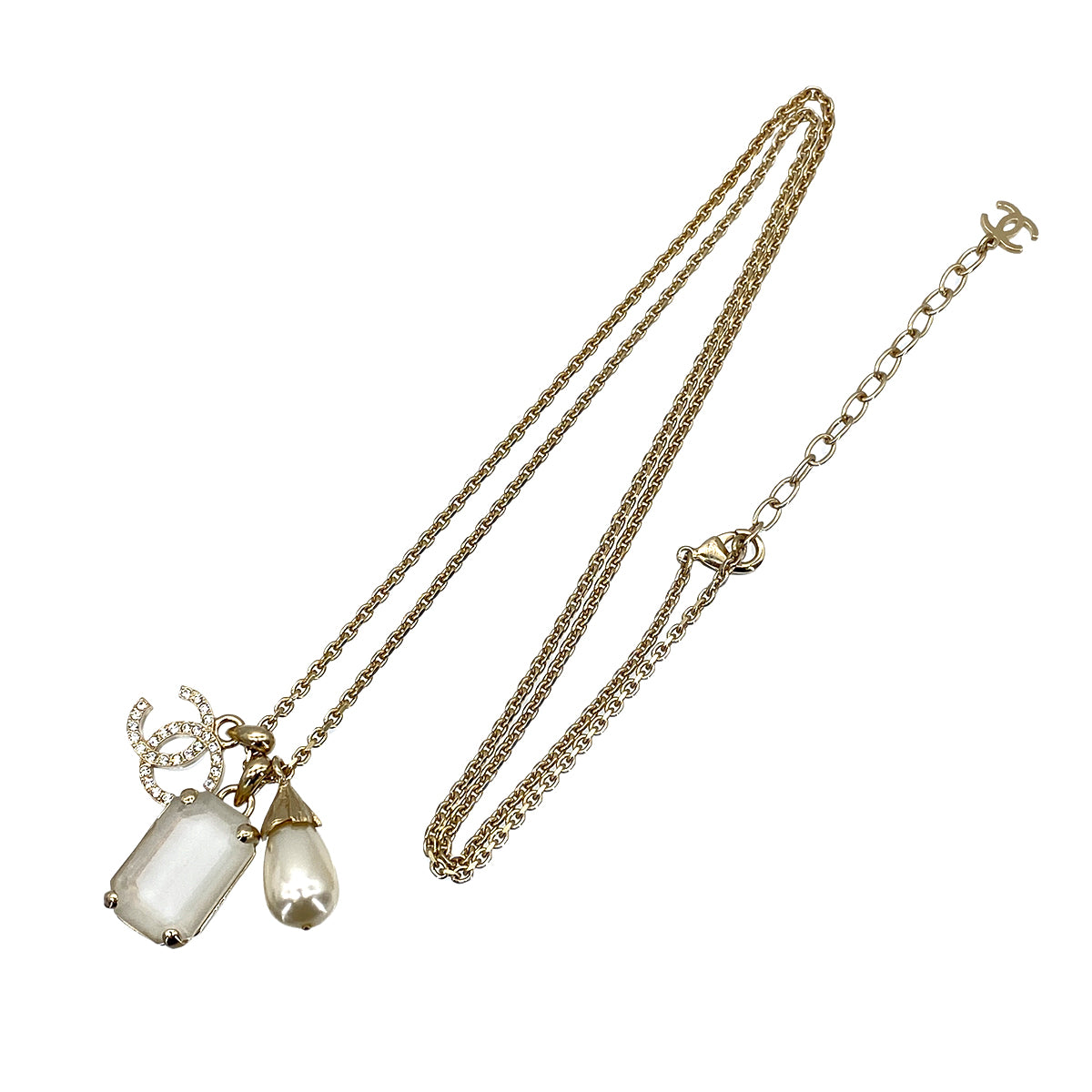 CHANEL NECKLACE COCOMARK RHINESTONE FAUX PEARL ACCESSORY L21S 90269243