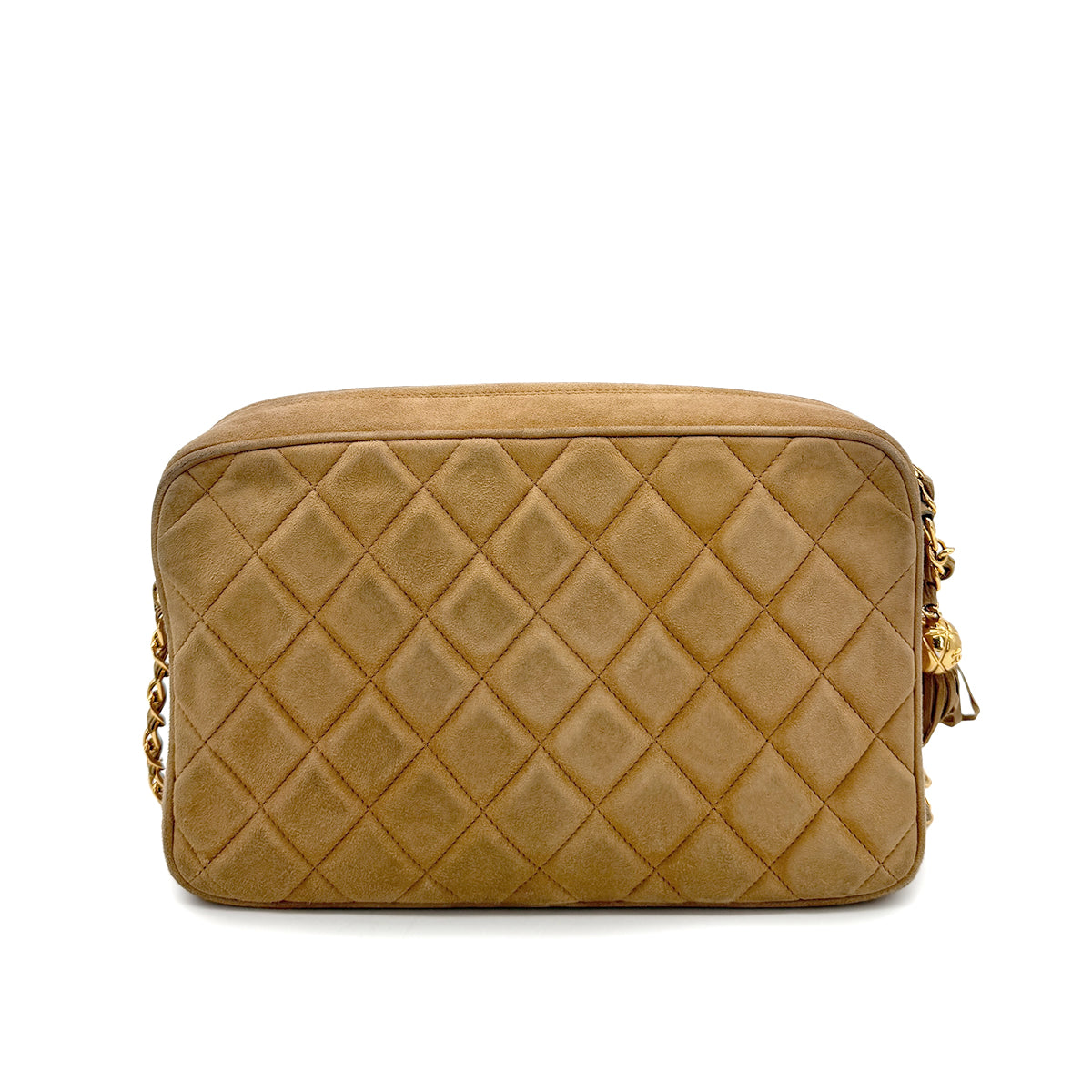 CHANEL VINTAGE FRINGE CHAIN SHOULDER BAG BROWN SUEDE 90269254