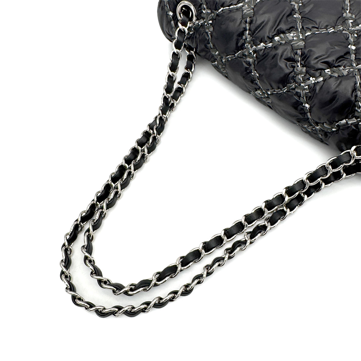 CHANEL PARIS-BYZANCE CHAIN SHOULDER BAG BLACK NYLON 90269255