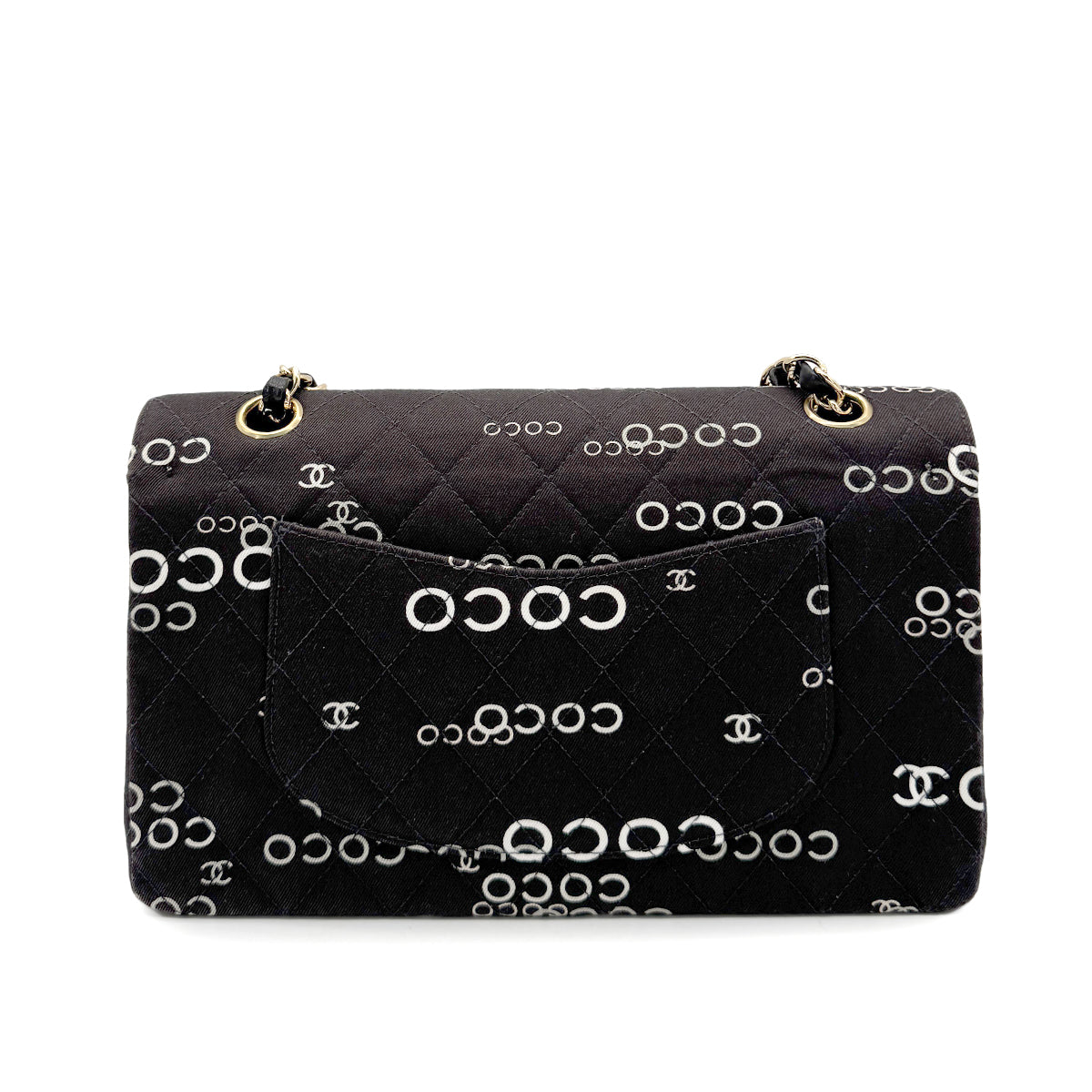 CHANEL VINTAGE CLASSIC FLAP MEDIUM CHAIN SHOULDER BAG BLACK CANVAS 90269266