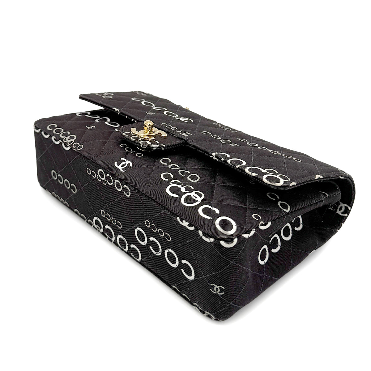 CHANEL VINTAGE CLASSIC FLAP MEDIUM CHAIN SHOULDER BAG BLACK CANVAS 90269266