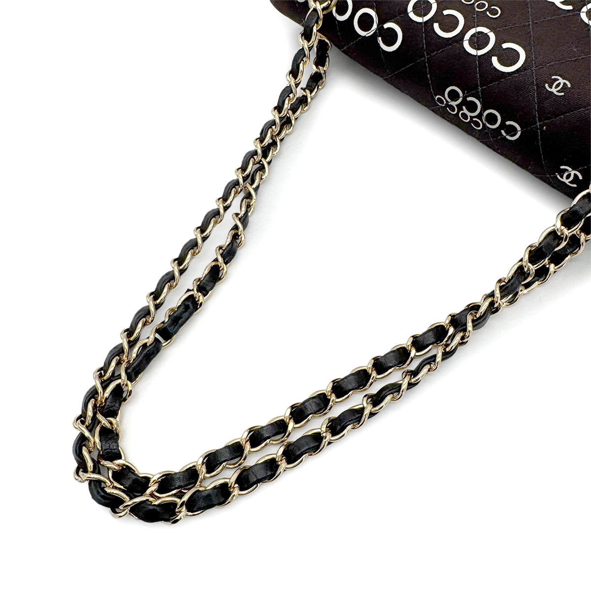 CHANEL VINTAGE CLASSIC FLAP MEDIUM CHAIN SHOULDER BAG BLACK CANVAS 90269266