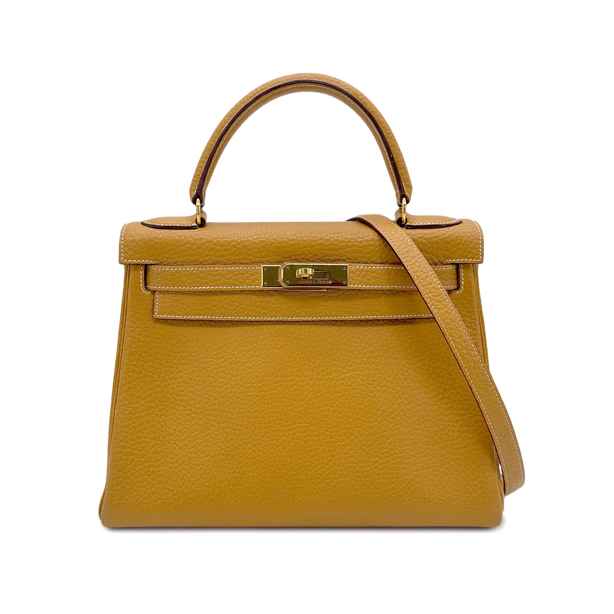 HERMES KELLY 28 RETOURNE NATURAL ARDENNES HAND SHOULDER BAG 〇W GHW 90269585
