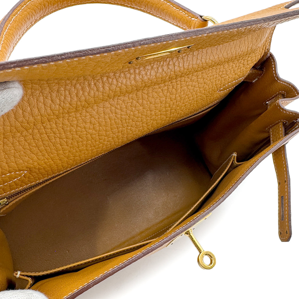 HERMES KELLY 28 RETOURNE NATURAL ARDENNES HAND SHOULDER BAG 〇W GHW 90269585