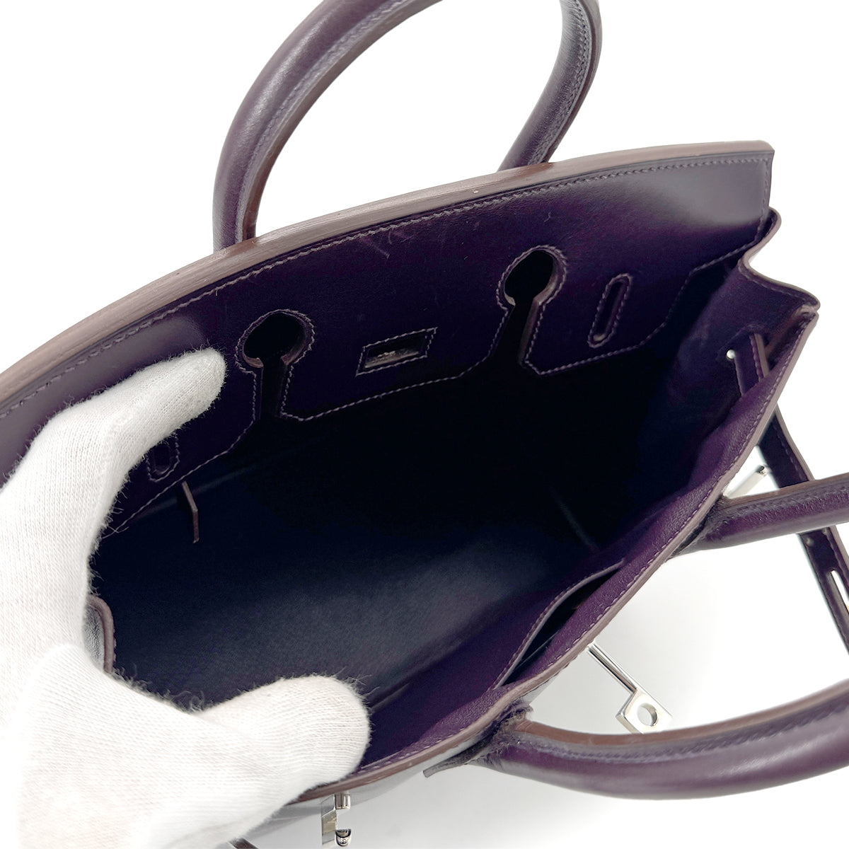 HERMES HAUT A COURROIES 28 CASSIS BOX CALF HAND BAG ▢L SHW 90269591