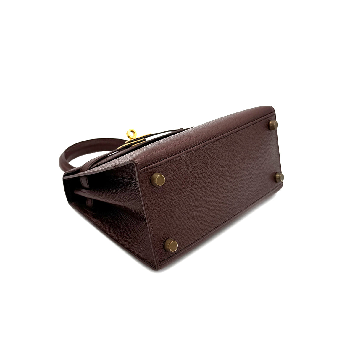 HERMES MINI KELLY 20 SELLIER BROWN COUCHEVEL SHOULDER BAG 〇V GHW 90269597