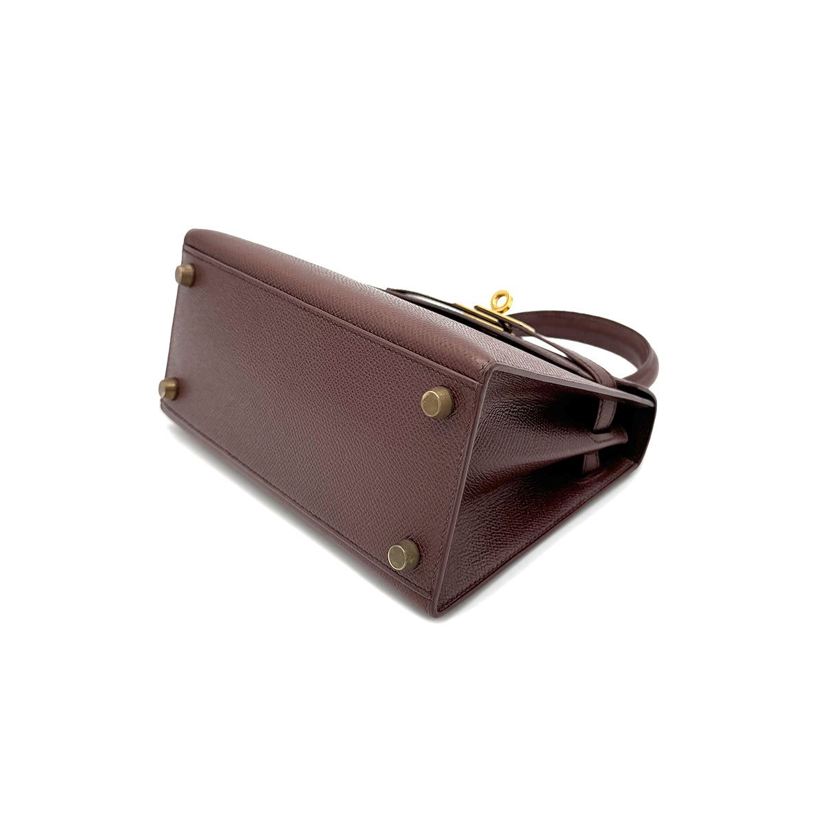 HERMES MINI KELLY 20 SELLIER BROWN COUCHEVEL SHOULDER BAG 〇V GHW 90269597