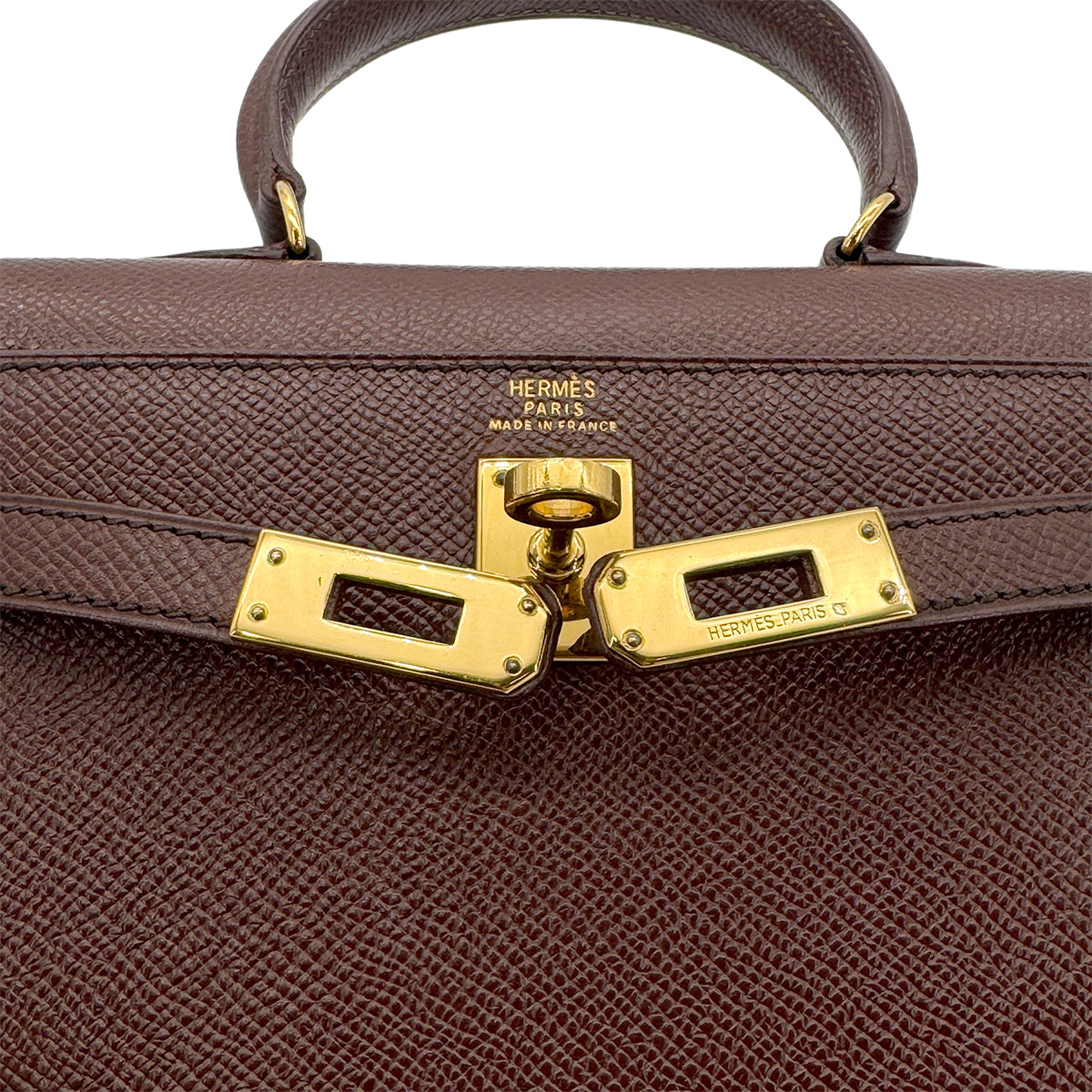 HERMES MINI KELLY 20 SELLIER BROWN COUCHEVEL SHOULDER BAG 〇V GHW 90269597