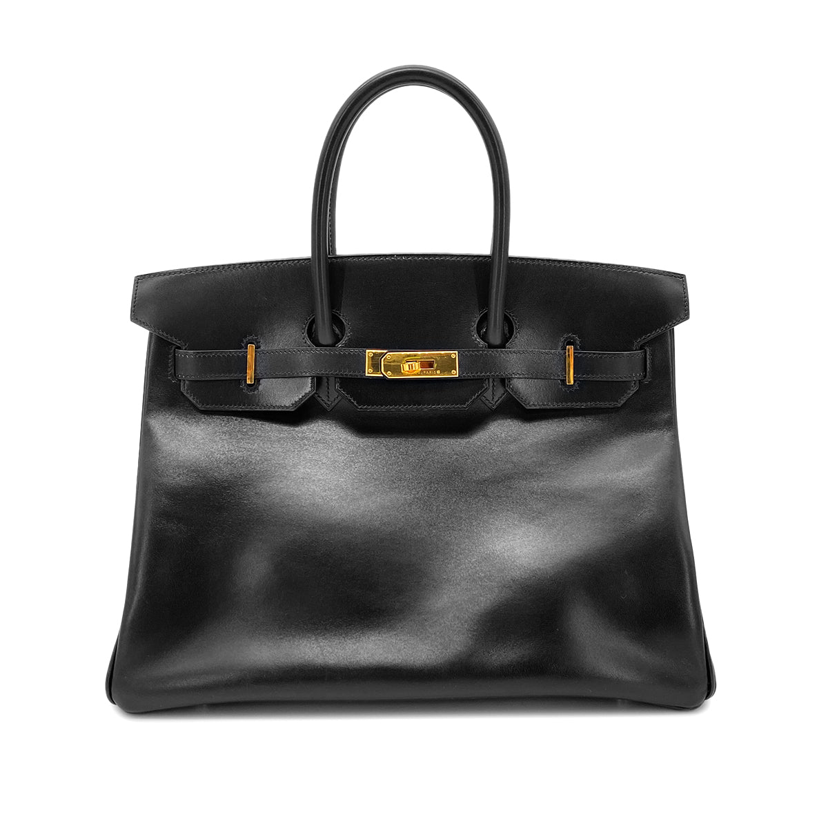 HERMES BIRKIN 35 BLACK BOX CALF HAND BAG □C GHW 90269598