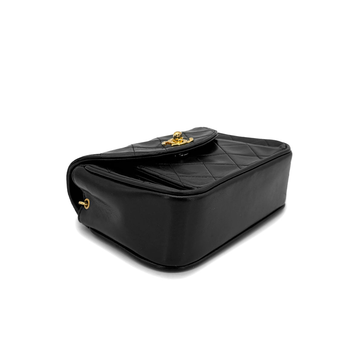 CHANEL VINTAGE MATELASSE MINI CHAIN SHOULDER BAG BLACK LAMB SKIN 90269602