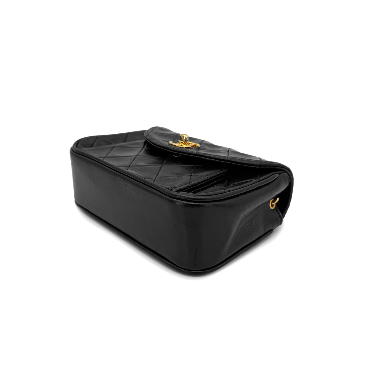 CHANEL VINTAGE MATELASSE MINI CHAIN SHOULDER BAG BLACK LAMB SKIN 90269602