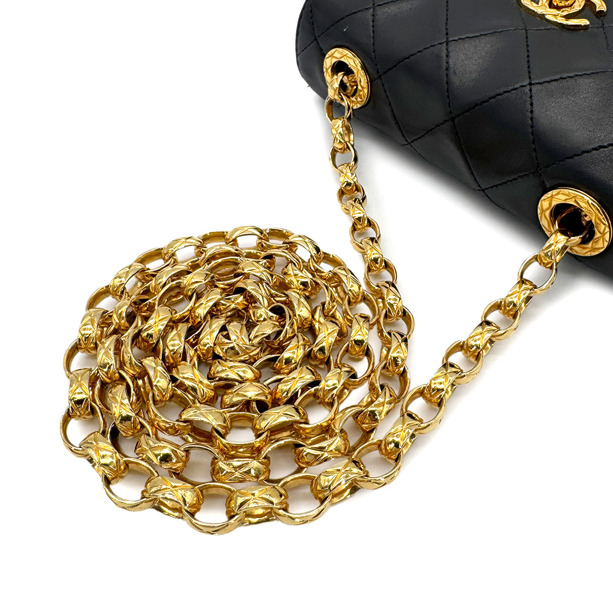 CHANEL VINTAGE MATELASSE MINI CHAIN SHOULDER BAG BLACK LAMB SKIN 90269602
