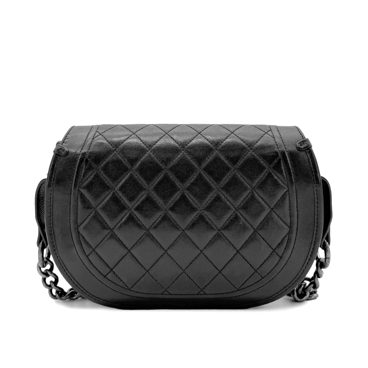 CHANEL PARIDARAS MATELASSE CHAIN SHOULDER BAG BLACK HORSE HAIR LAMB SKIN 90269605