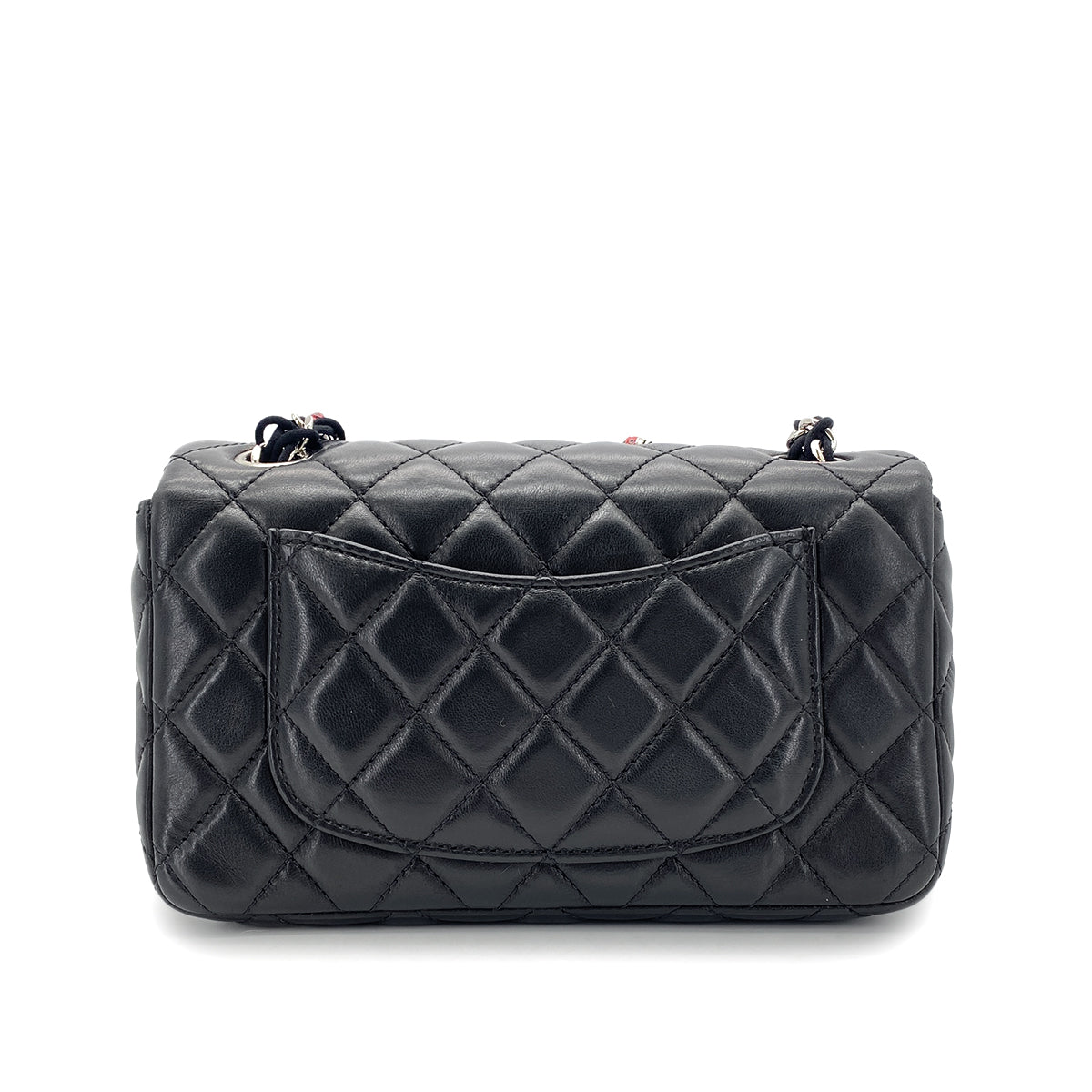 CHANEL VINTAGE MINI MATELASSE CHAIN SHOULDER BAG BLACK LAMB SKIN 90269606