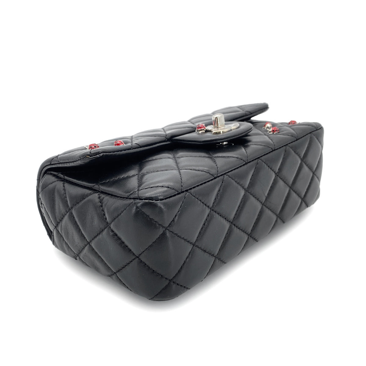 CHANEL VINTAGE MINI MATELASSE CHAIN SHOULDER BAG BLACK LAMB SKIN 90269606