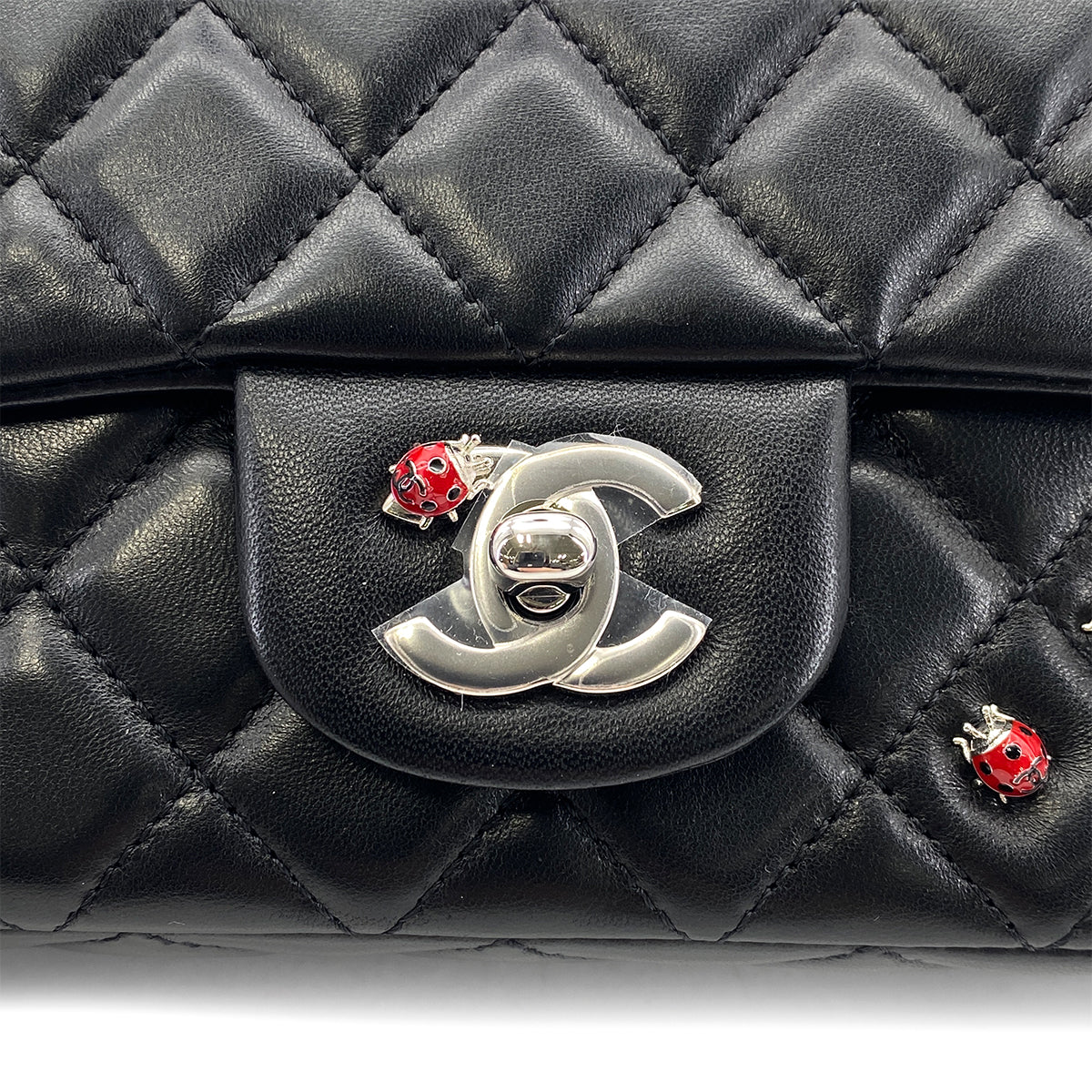 CHANEL VINTAGE MINI MATELASSE CHAIN SHOULDER BAG BLACK LAMB SKIN 90269606