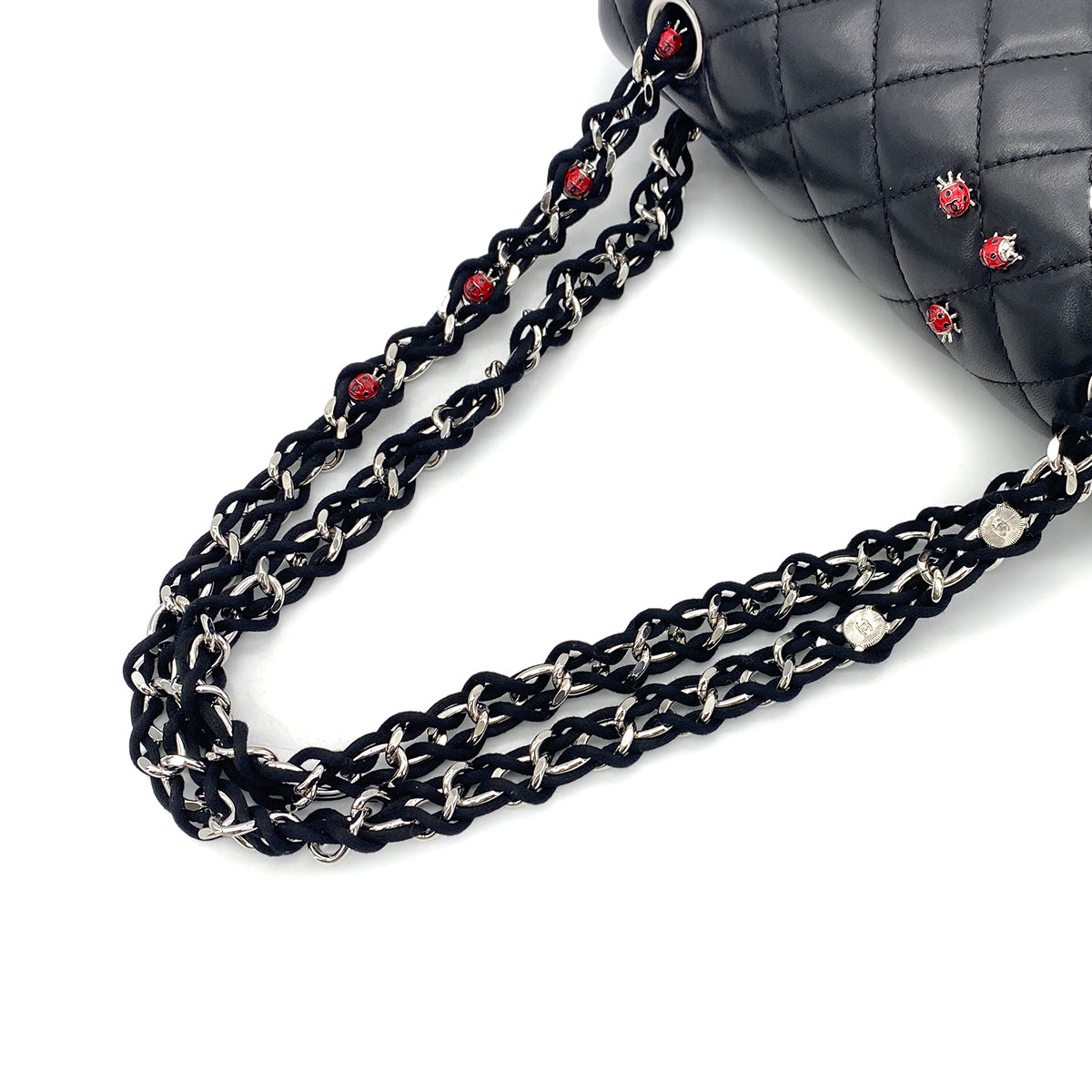 CHANEL VINTAGE MINI MATELASSE CHAIN SHOULDER BAG BLACK LAMB SKIN 90269606