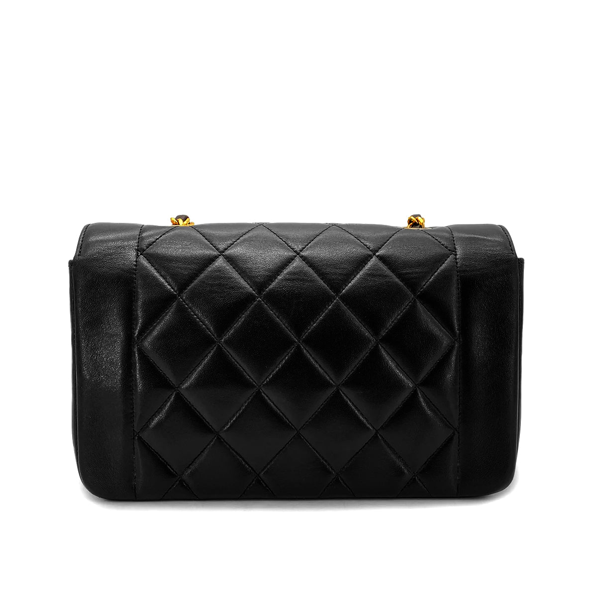 CHANEL VINTAGE DIANA SMALL CHAIN SHOULDER BAG BLACK LAMB SKIN 90269610