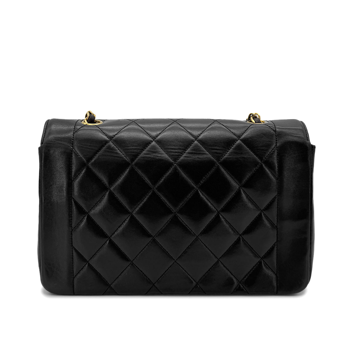 CHANEL VINTAGE DIANA MEDIUM CHAIN SHOULDER BAG BLACK LAMB SKIN 90269611