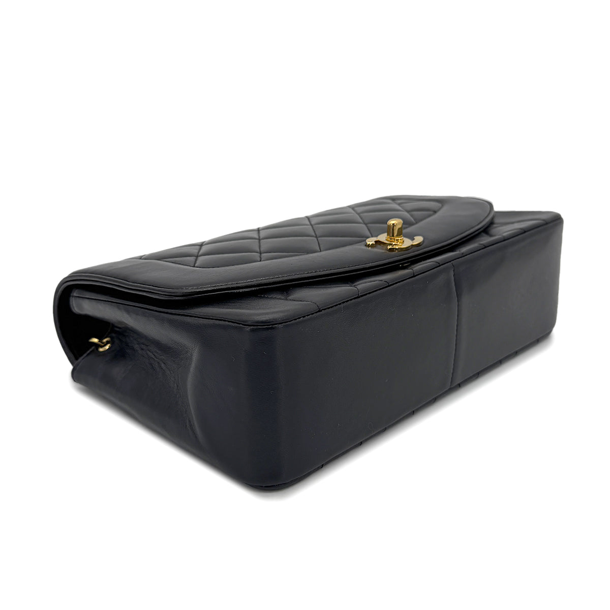 CHANEL VINTAGE DIANA MEDIUM CHAIN SHOULDER BAG BLACK LAMB SKIN 90269611