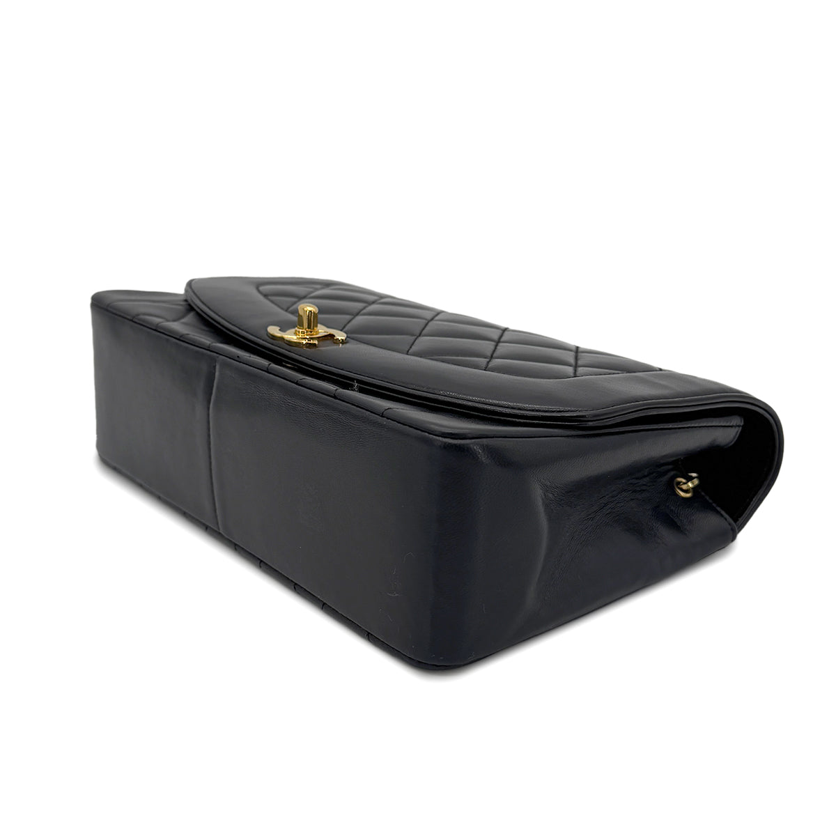 CHANEL VINTAGE DIANA MEDIUM CHAIN SHOULDER BAG BLACK LAMB SKIN 90269611