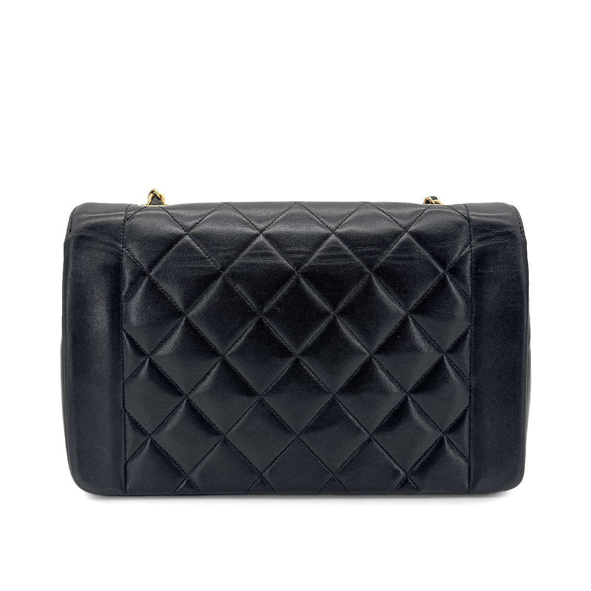 CHANEL VINTAGE DIANA MEDIUM CHAIN SHOULDER BAG BLACK LAMB SKIN 90269612