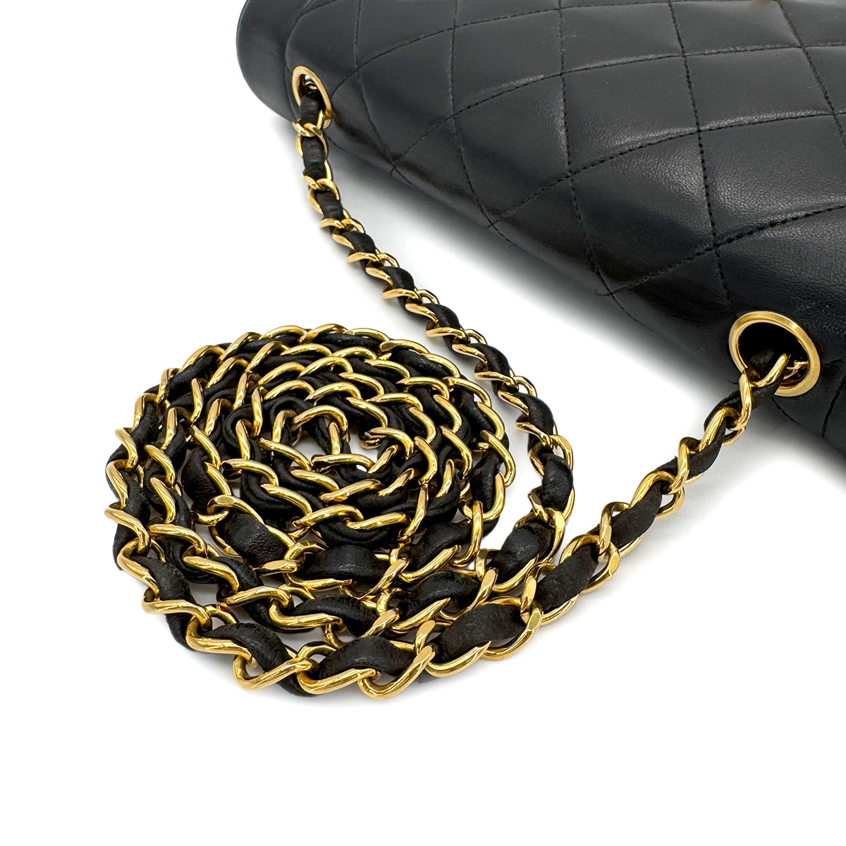 CHANEL VINTAGE DIANA MEDIUM CHAIN SHOULDER BAG BLACK LAMB SKIN 90269612