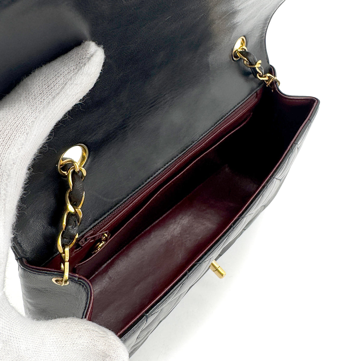 CHANEL VINTAGE DIANA MEDIUM CHAIN SHOULDER BAG BLACK LAMB SKIN 90269612