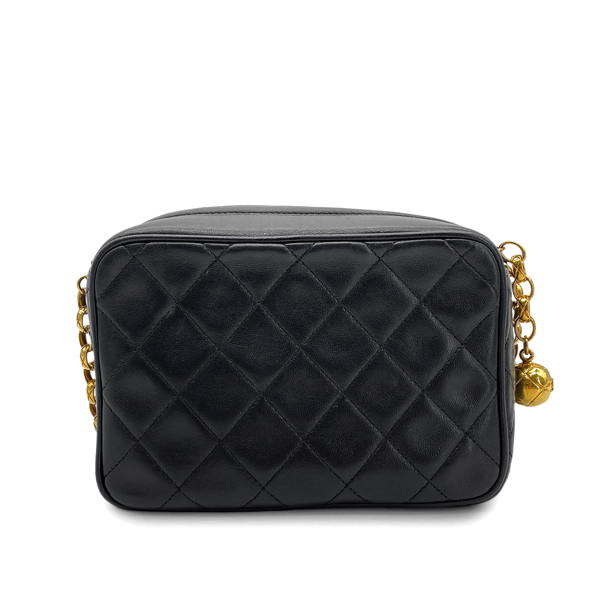 CHANEL VINTAGE MATELASSE BIJOU CHAIN SHOULDER BAG BLACK LAMB SKIN 90269613