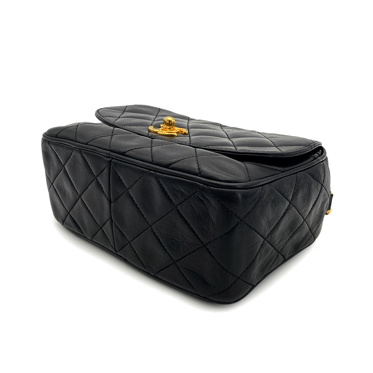 CHANEL VINTAGE MATELASSE BIJOU CHAIN SHOULDER BAG BLACK LAMB SKIN 90269613