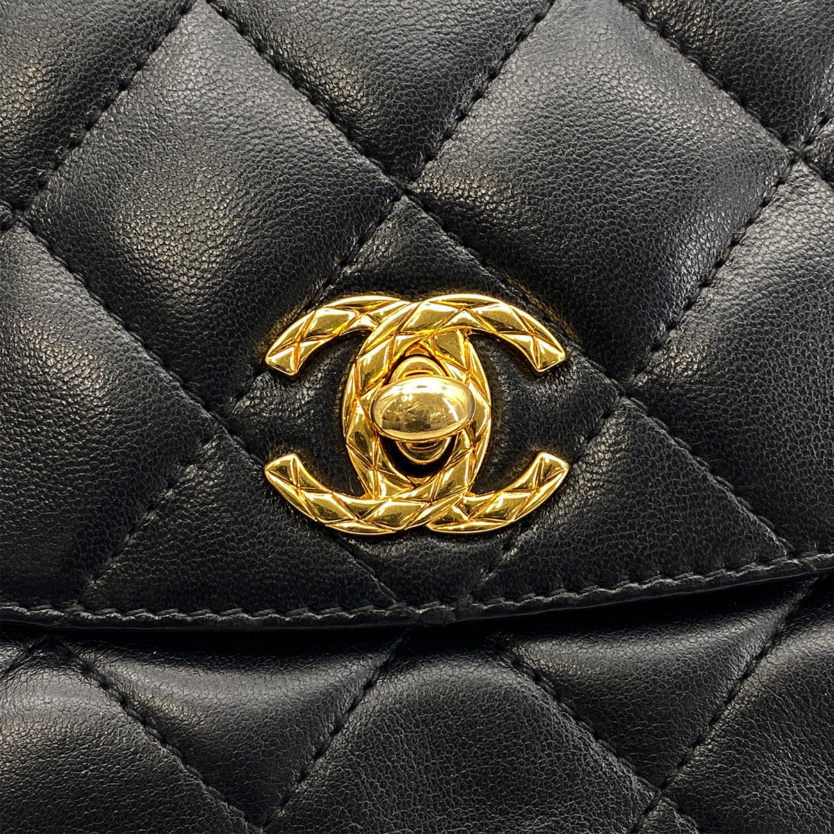 CHANEL VINTAGE MATELASSE BIJOU CHAIN SHOULDER BAG BLACK LAMB SKIN 90269613