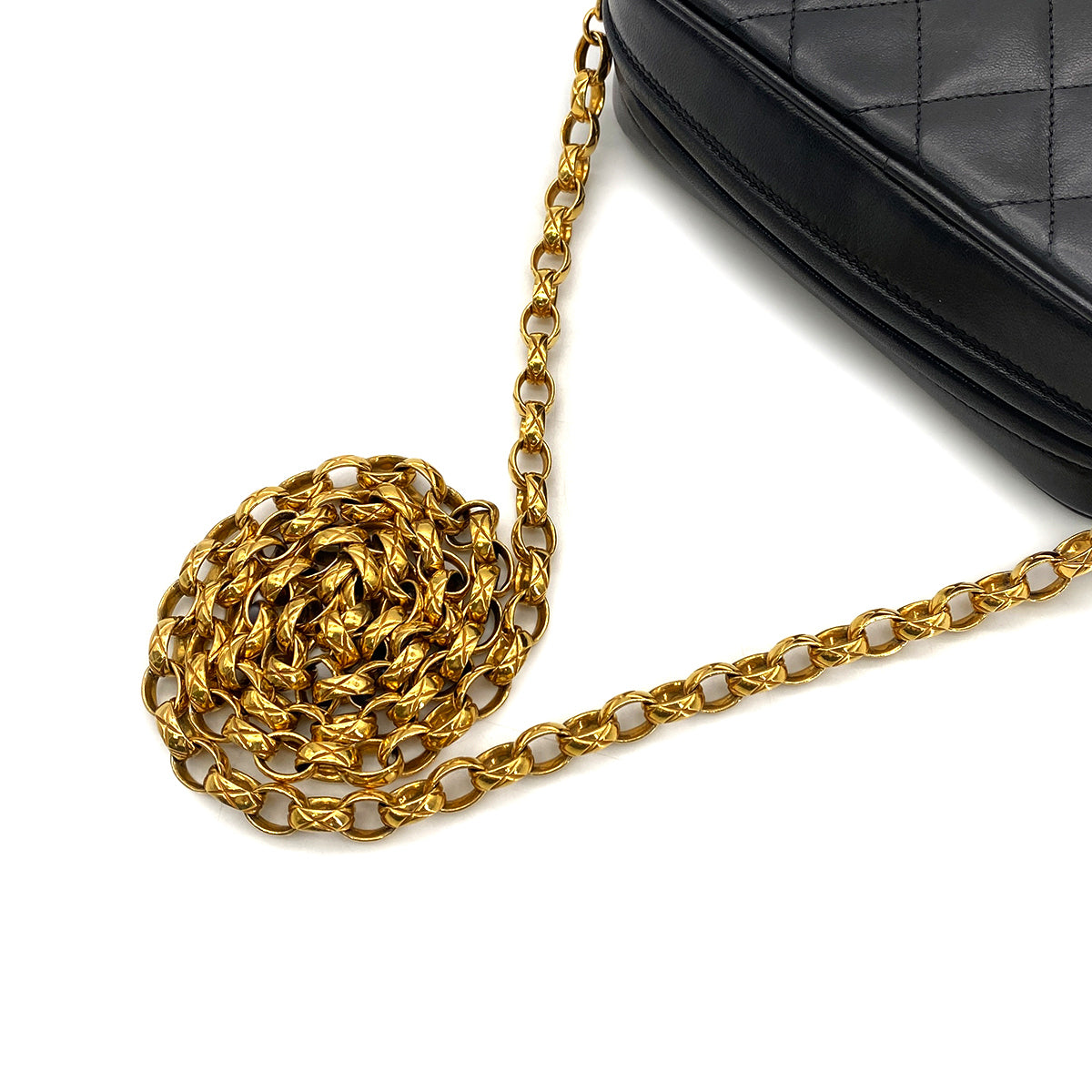 CHANEL VINTAGE MATELASSE BIJOU CHAIN SHOULDER BAG BLACK LAMB SKIN 90269613