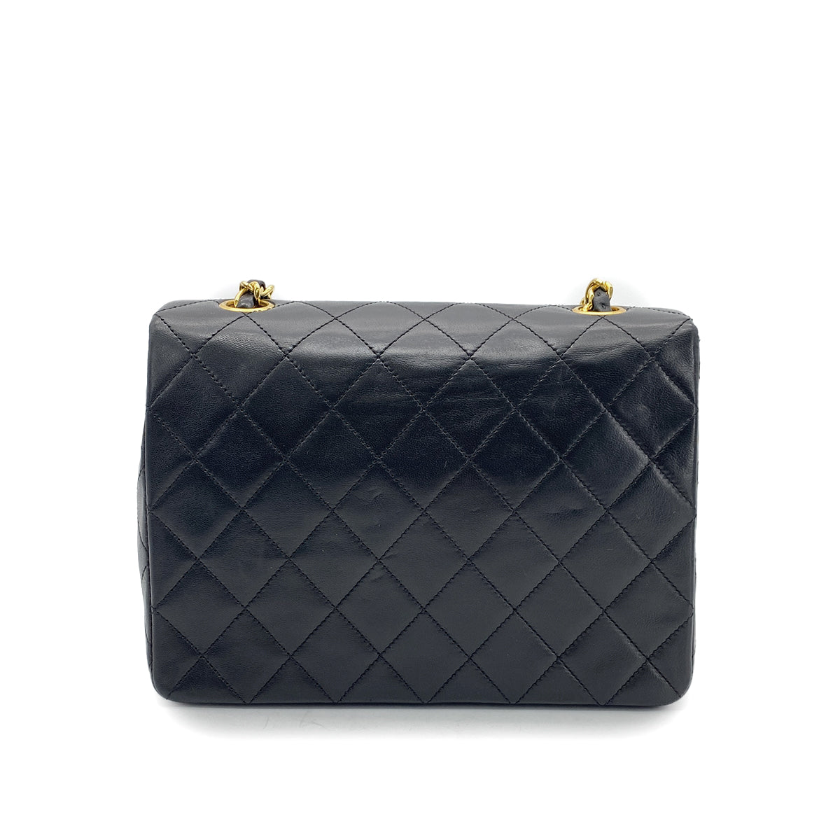 CHANEL VINTAGE MINI MATELASSE CHAIN SHOULDER BAG BLACK LAMB SKIN 90269617