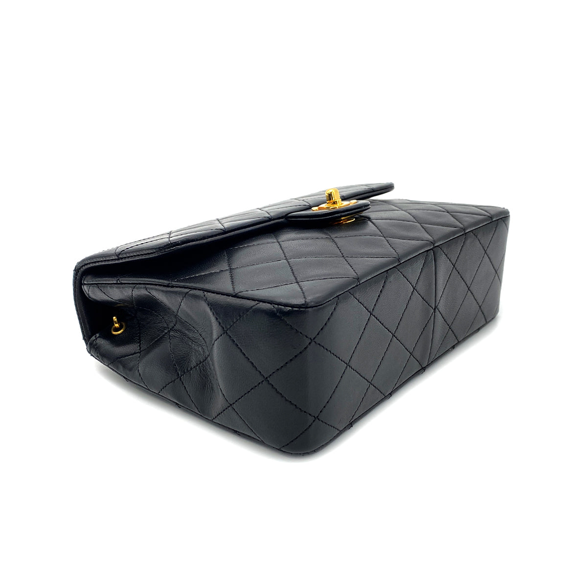 CHANEL VINTAGE MINI MATELASSE CHAIN SHOULDER BAG BLACK LAMB SKIN 90269617