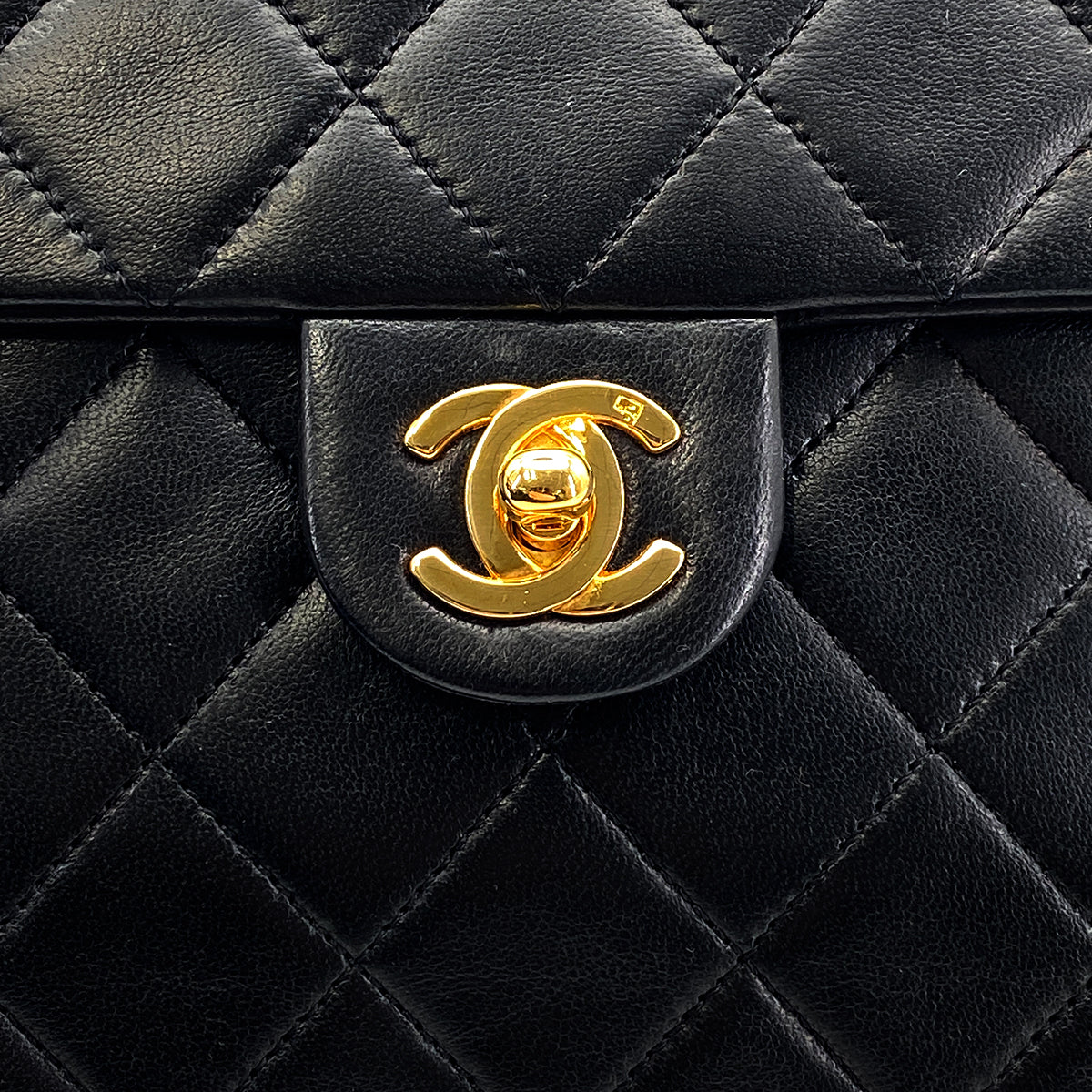 CHANEL VINTAGE MINI MATELASSE CHAIN SHOULDER BAG BLACK LAMB SKIN 90269617