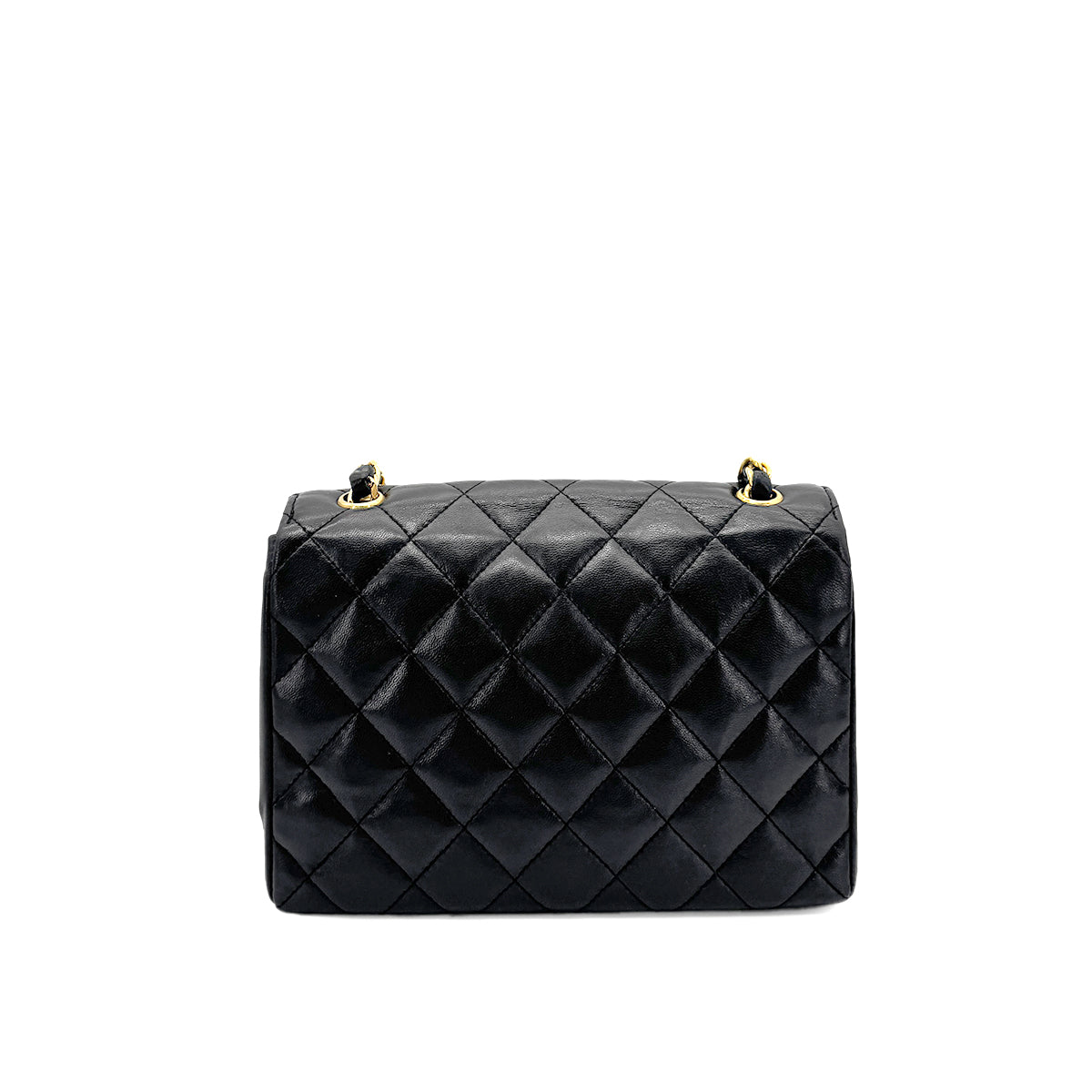 CHANEL VINTAGE BIG COCO CHAIN SHOULDER BAG BLACK LAMB SKIN 90269618