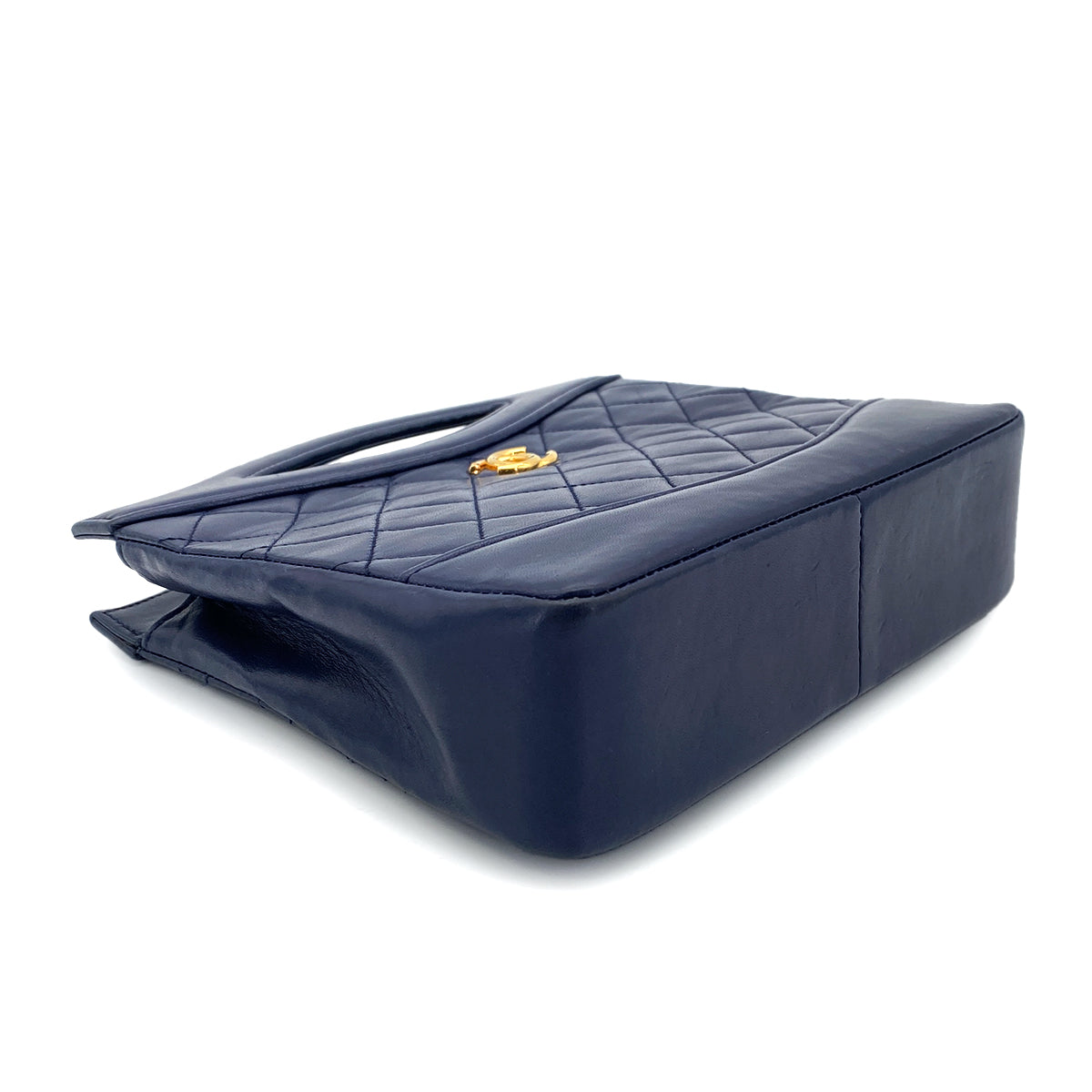 CHANEL VINTAGE MATELASSE CHAIN SHOULDER BAG NAVY LAMB SKIN 90269622