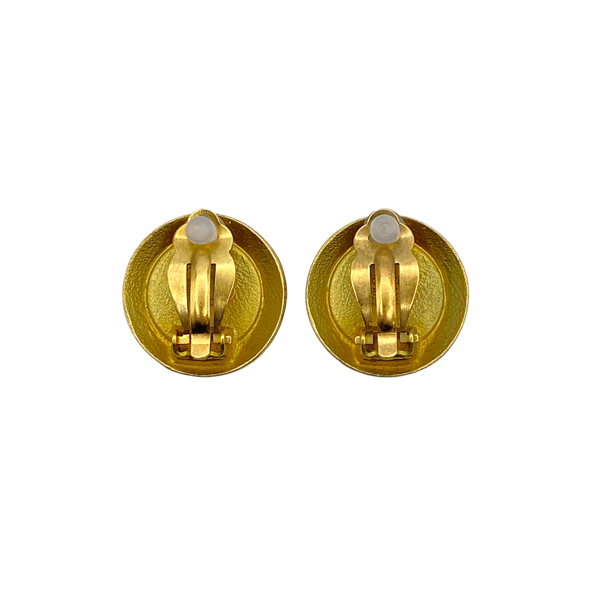 CHANEL VINTAGE EARRINGS COCOMARK BLACK GOLD ACCESSORY 95C 90269673