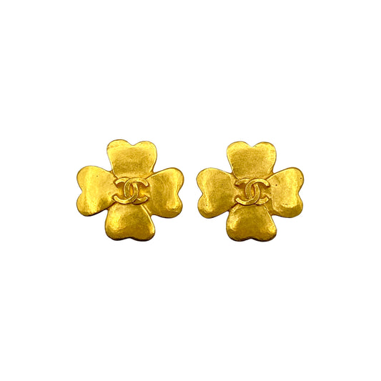 CHANEL VINTAGE EARRINGS COCOMARK CLOVER ACCESSORY 95P 90269683
