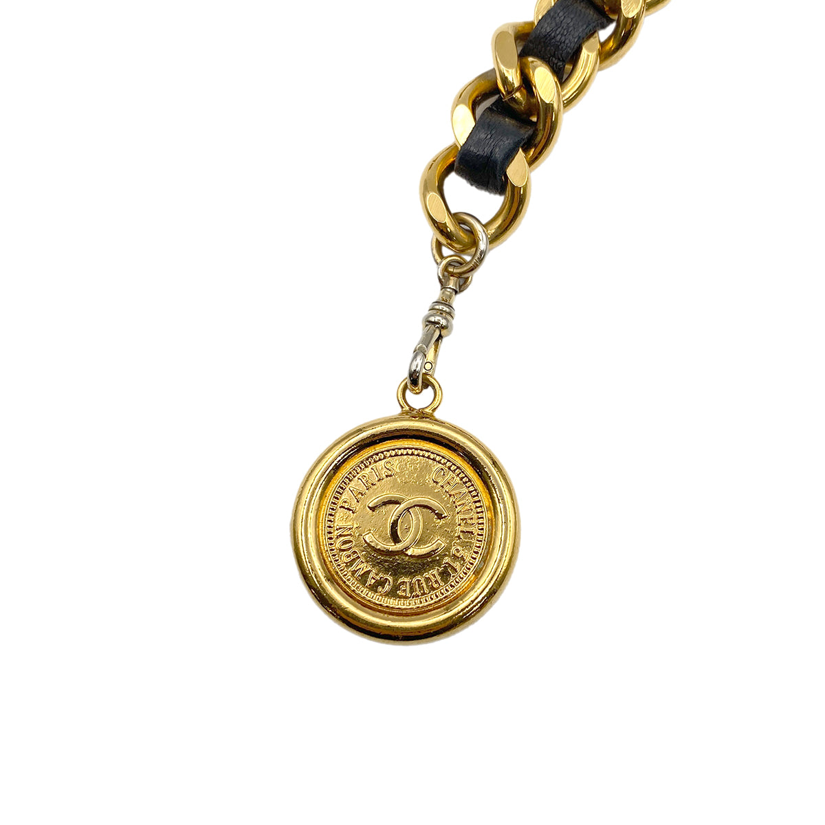 CHANEL VINTAGE CHAIN BELT LEATHER COCOMARK ACCESSORY 90269693