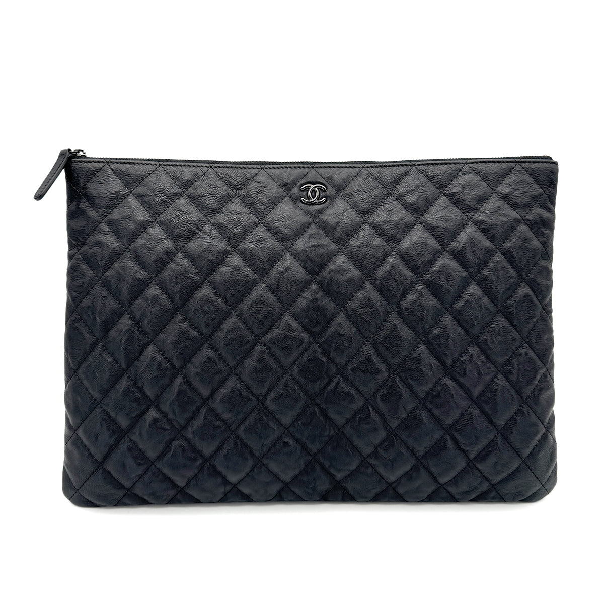 CHANEL MATELASSE CLUTCH BAG BLACK LAMB SKIN 90269831