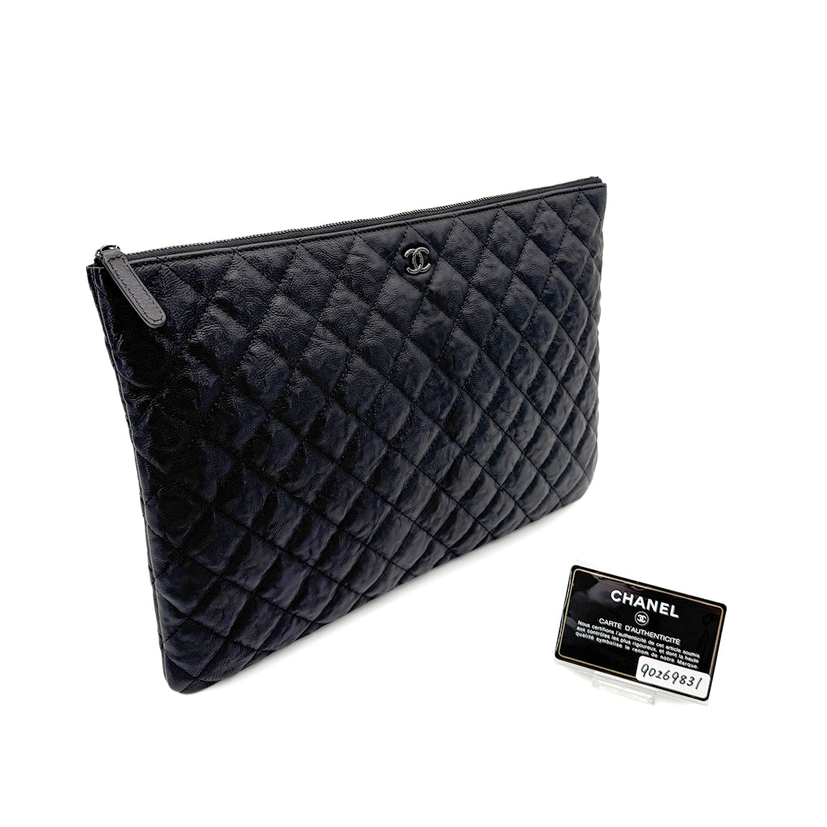 CHANEL MATELASSE CLUTCH BAG BLACK LAMB SKIN 90269831