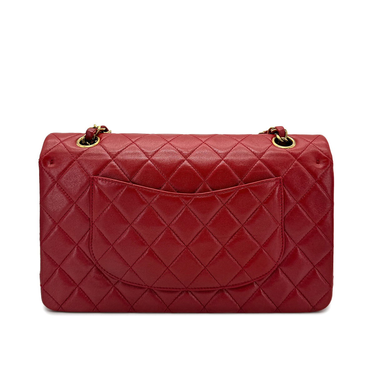 CHANEL VINTAGE CLASSIC FLAP MEDIUM CHAIN SHOULDER BAG RED LAMB SKIN 90269833