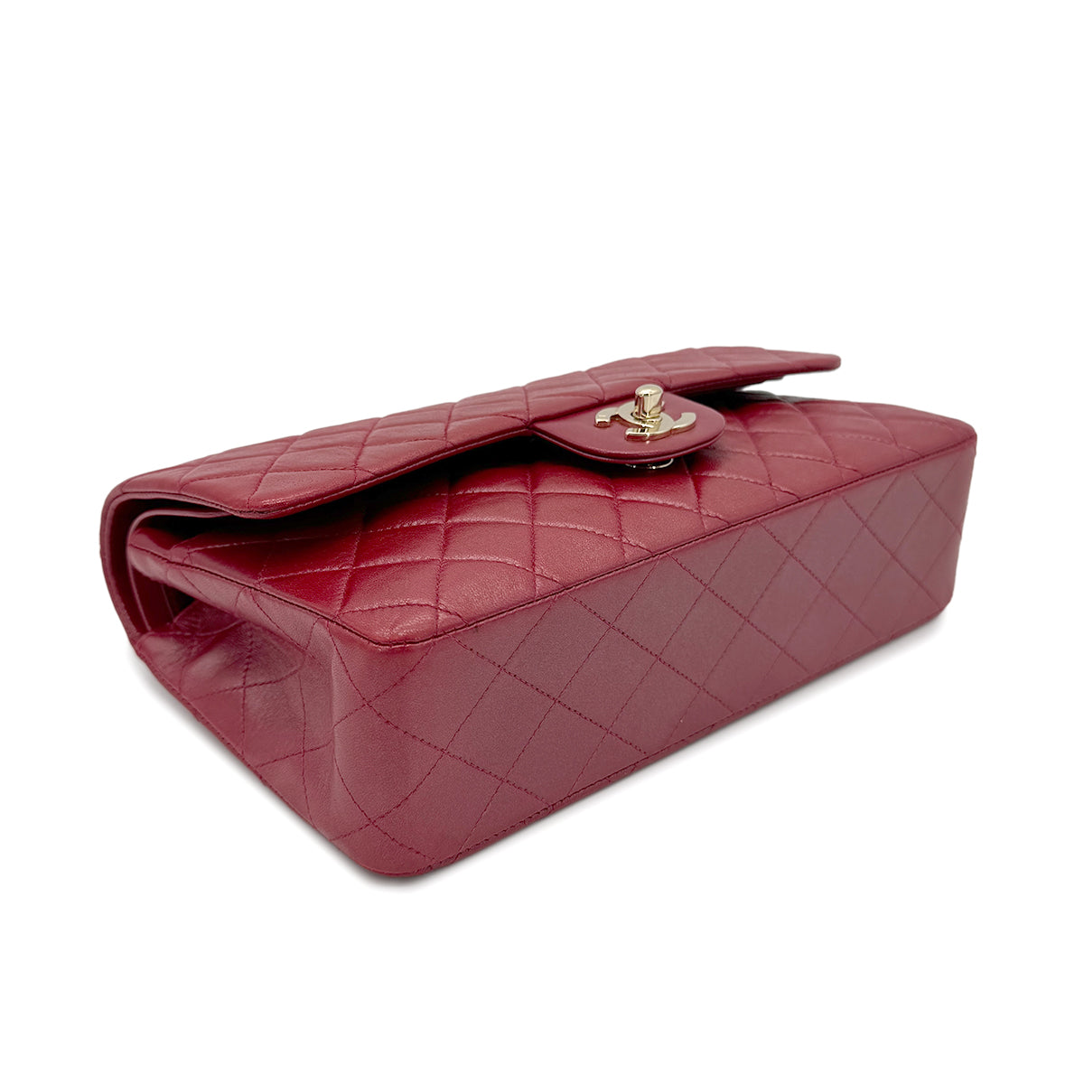 CHANEL VINTAGE CLASSIC FLAP MEDIUM CHAIN SHOULDER BAG RED LAMB SKIN 90269833