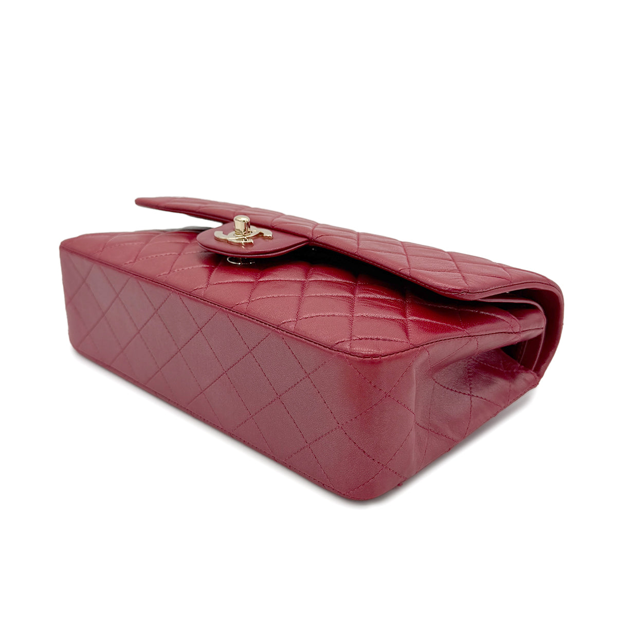 CHANEL VINTAGE CLASSIC FLAP MEDIUM CHAIN SHOULDER BAG RED LAMB SKIN 90269833